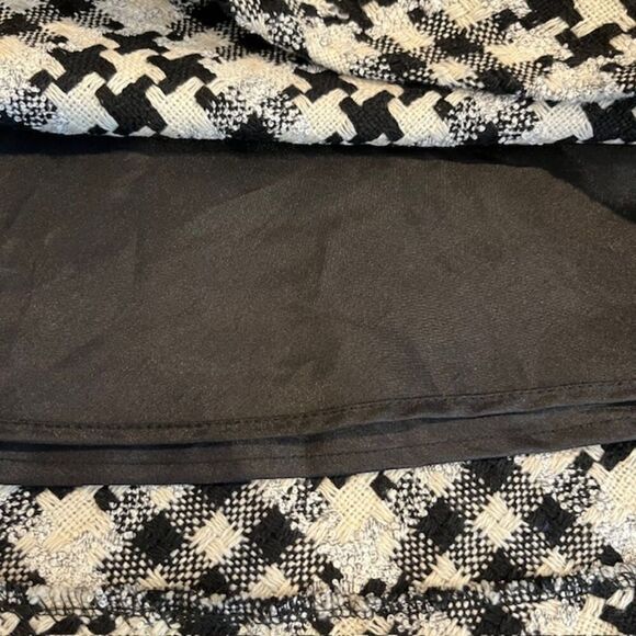 Renee C. Wool Blend Tweed Houndstooth Mini Dress Cowl Neck Size Large Black Wht - Picture 6 of 10